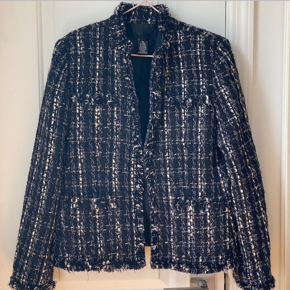 Chanel-style vintage tweed blazer jacket